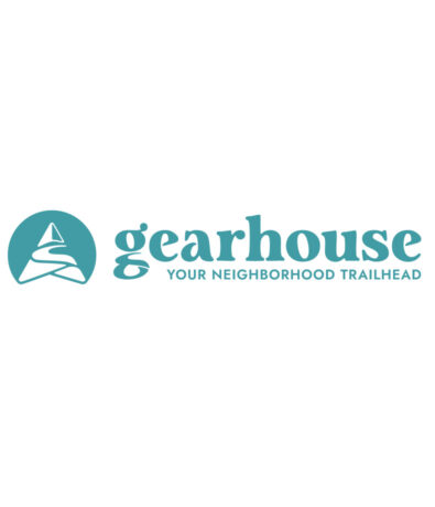 Gearhouse logo with a stylized mountain and trail inside a circle on the left, and the text gearhouse YOUR NEIGHBORHOOD TRAILHEAD in teal on the right, all on a white background—highlighting Membership Benefits at Austin Bouldering Project.