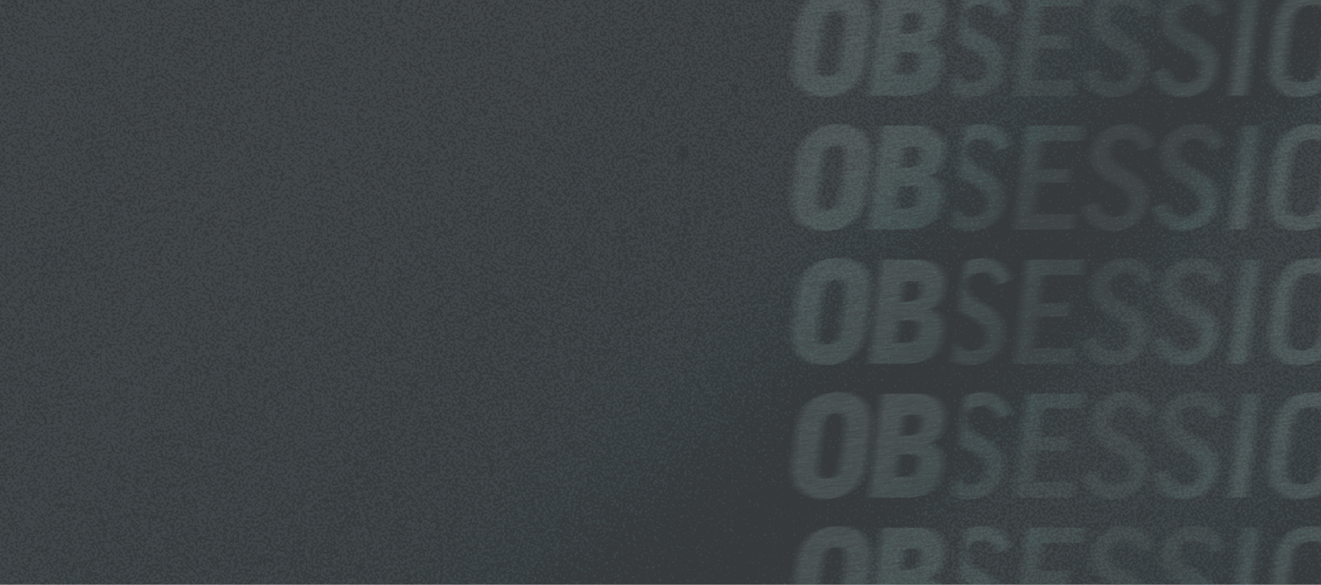 A dark blue textured background features OB/SESSION Board League, with the word OBSESSION repeated vertically in fading white letters on the right side, becoming more transparent with each repetition.